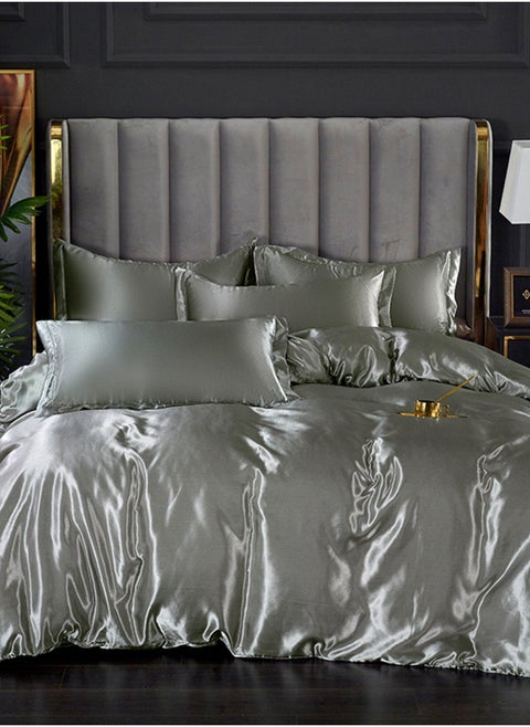 GOOTOY 4-Piece Duvet Cover Set, Quilt Cover Set, Soft Touch & Comfortable, Imitated Silk Fabric, Polyester Fabric, with Fitted Sheet, 2.0m Bed