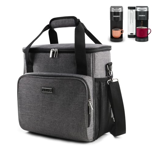 BAGLHER Coffee Maker Travel Bag Compatible with Keurig K-Slim, Keurig K-Supreme or Other Accessories, Portable Coffee Maker Case with Shoulder Strap for Travel, Grey - Image 1