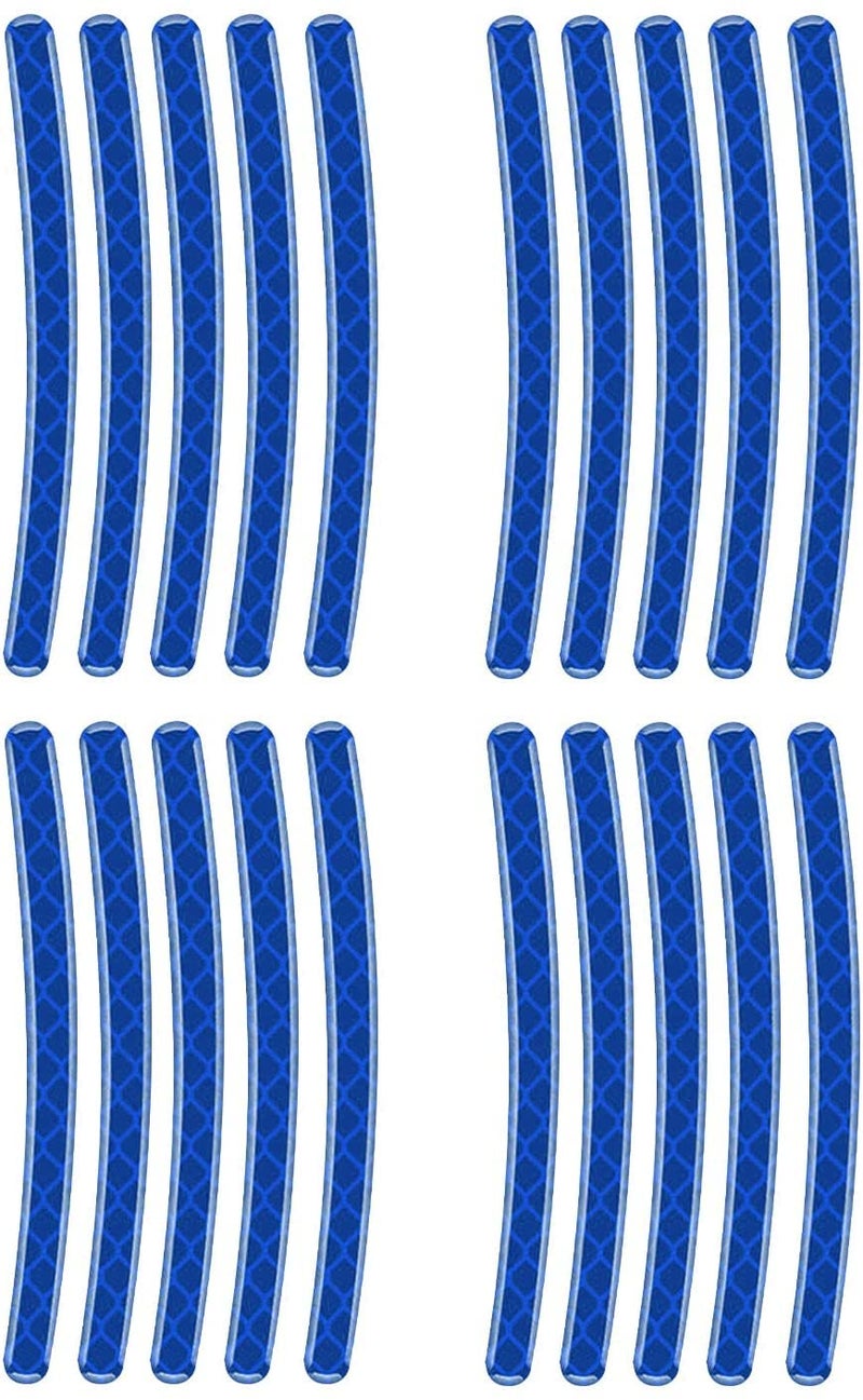 US1984 20pcs Reflective Wheel Rim Stripe Decal Sticker for Car Motorcycle Wheels Cycling Bike Bicycle Night Safety Decoration Stripe Universal Anti-Scratch Reflective Rim Stickers (Blue) - Image 5