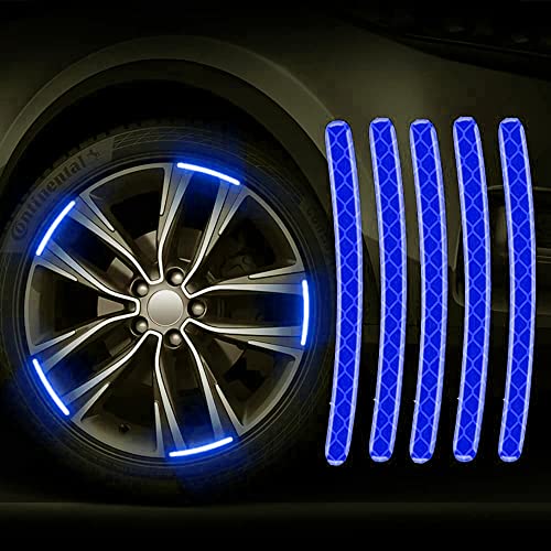 US1984 20pcs Reflective Wheel Rim Stripe Decal Sticker for Car Motorcycle Wheels Cycling Bike Bicycle Night Safety Decoration Stripe Universal Anti-Scratch Reflective Rim Stickers (Blue) - Image 1