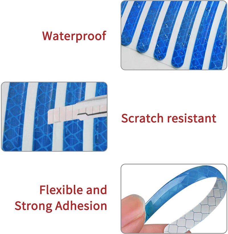 US1984 20pcs Reflective Wheel Rim Stripe Decal Sticker for Car Motorcycle Wheels Cycling Bike Bicycle Night Safety Decoration Stripe Universal Anti-Scratch Reflective Rim Stickers (Blue) - Image 4