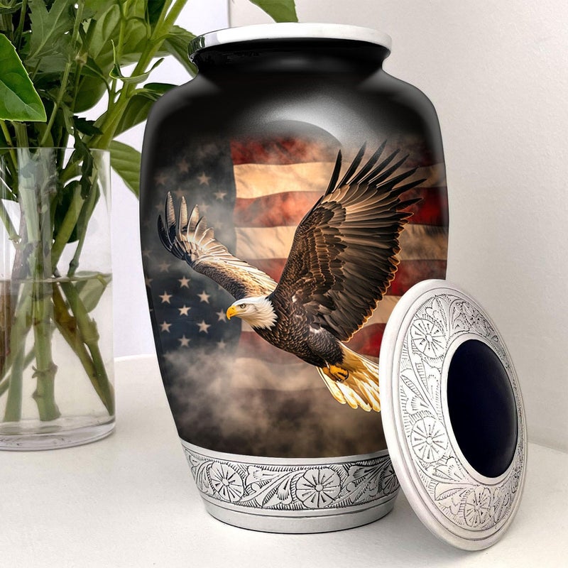 Double Trouble Inc American US Flag Patriotic Eagle Urn for Human Ashes | Large Handcrafted Funeral Memorial | Decorative Cremation Urn for Women and Men - Image 4
