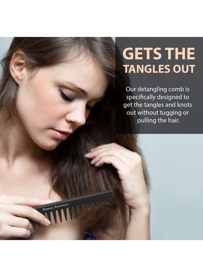 Bardeau Essentials 7 Inch Detangling Comb | Black Carbon Fiber | Large Wide Tooth Detangler Comb | For Straight Or Curly Hair | Wet Or Dry Hair | Professional Grade Styling Comb For Men And Women (Single Black) - Image 4