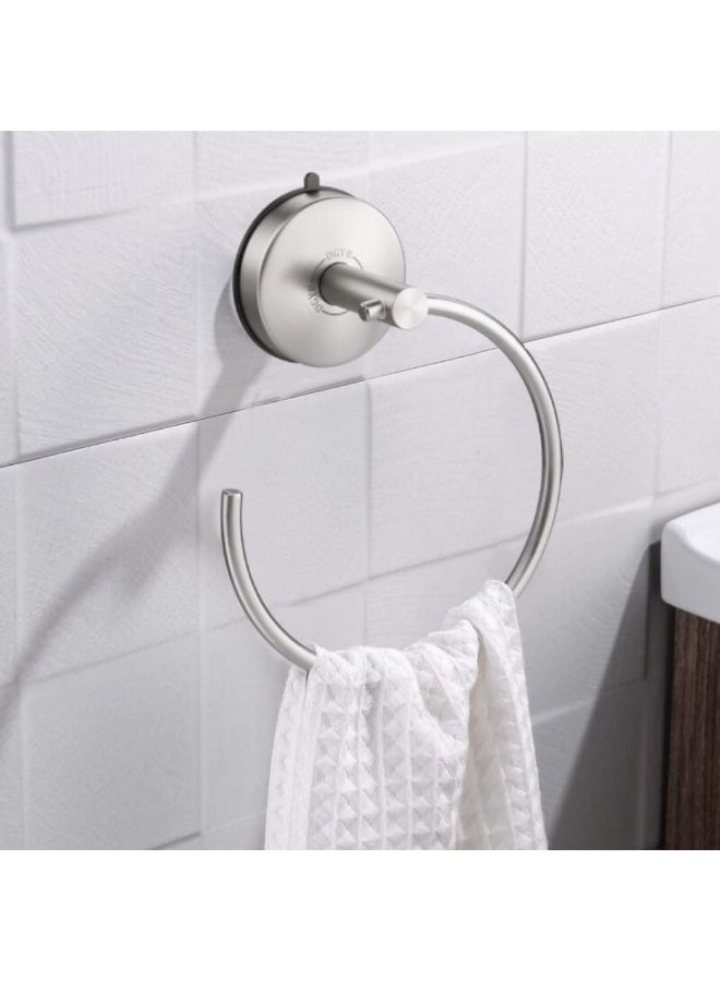 Suction Cup Towel Ring, Brushed Nickel Bathroom Wall Towel Rack, SUS 304 Stainless Steel Kitchen Towel Holder  - Image 4