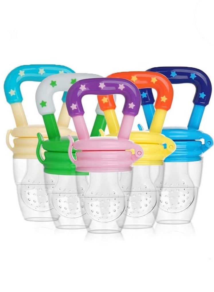 5pcs Baby Food Feeder Fruit Food Silicone Nipple Teething Toy- Reusable Pacifier for Aching Gums, Introduce Tasty Fruits to Your Little One's Diet, BPA-Free - Image 1
