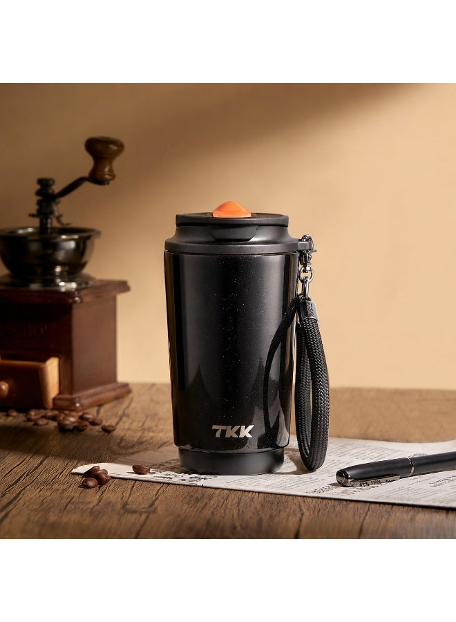 TKK 400ml Stainless Steel Coffee Thermos 316 Keep Temperature for 6 to 12 hours dual drinking method | Black - Image 1