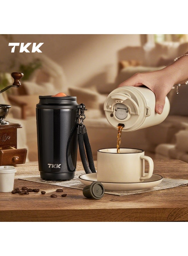 TKK 400ml Stainless Steel Coffee Thermos 316 Keep Temperature for 6 to 12 hours dual drinking method | Black - Image 5
