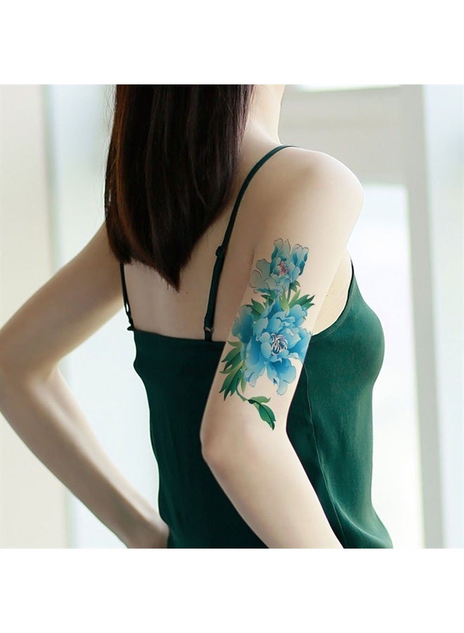 TAFLY Arm Temporary Tattoos Blue Flower Sexy Transfer Body Art Tattoos for Women 5 Sheets - Image 2