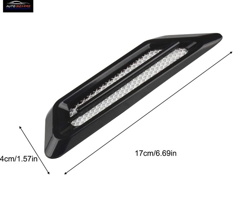 AutoBizarre Car Styling Decorative Side Vents Air Flow Duct Grill Sticker Black Color with Silver Grill Universal for All Cars - Set of 2 pcs - Image 5