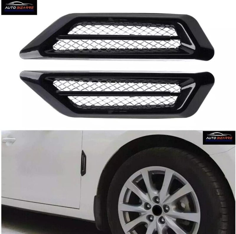 AutoBizarre Car Styling Decorative Side Vents Air Flow Duct Grill Sticker Black Color with Silver Grill Universal for All Cars - Set of 2 pcs - Image 2