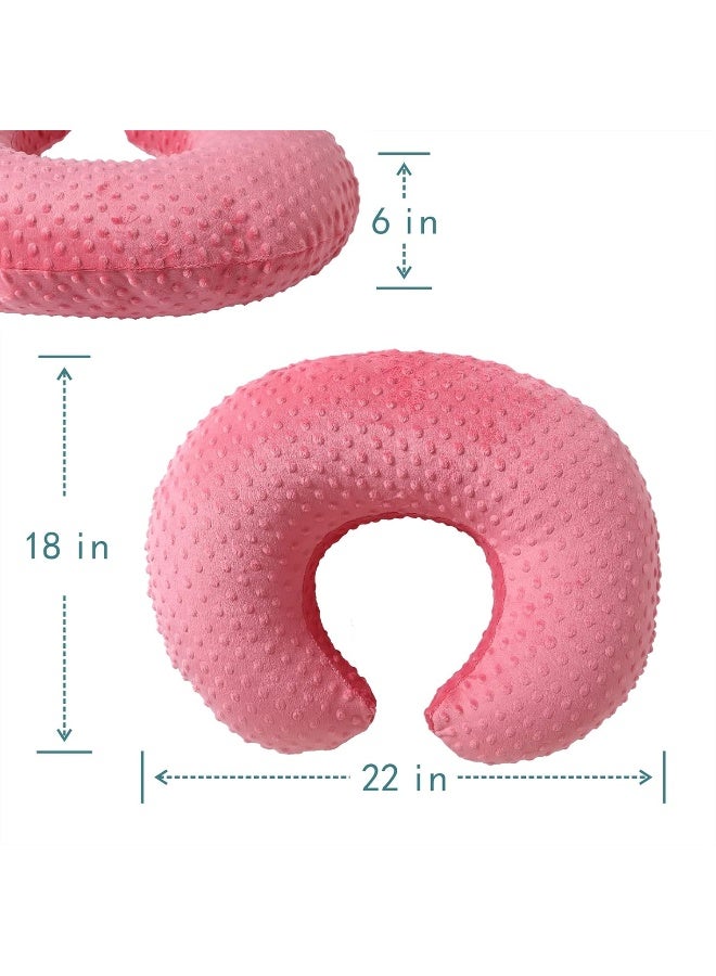 QUENESS Nursing Pillow and Positioner, Breastfeeding, Bottle Feeding, Baby Sitting Support with Removable Ultra Soft Cover, Tummy Time Support for Baby Boys and Girls (StrawberryRed) - Image 5