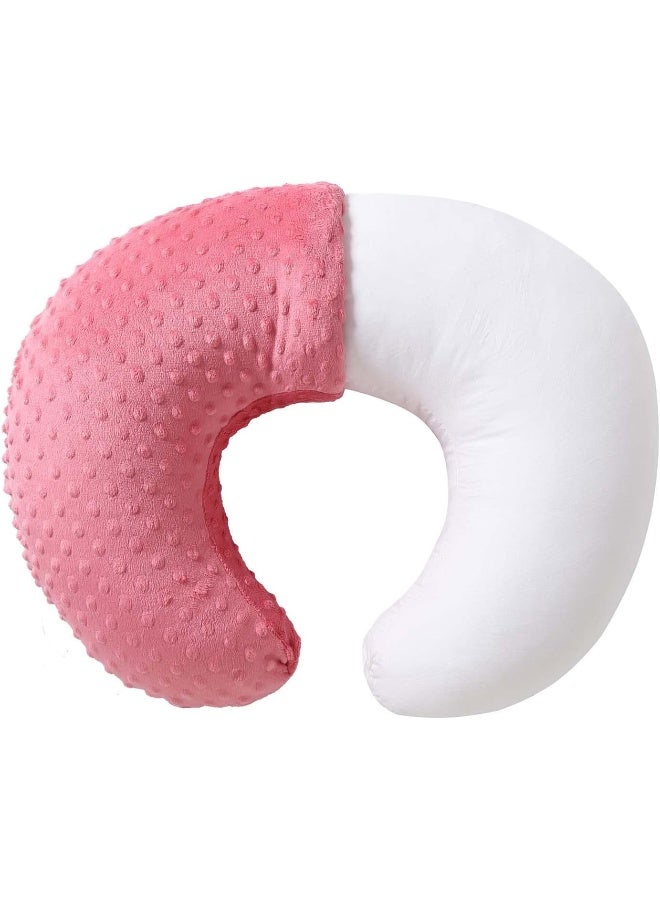 QUENESS Nursing Pillow and Positioner, Breastfeeding, Bottle Feeding, Baby Sitting Support with Removable Ultra Soft Cover, Tummy Time Support for Baby Boys and Girls (StrawberryRed) - Image 1