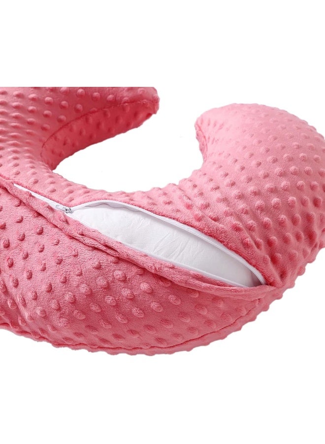 QUENESS Nursing Pillow and Positioner, Breastfeeding, Bottle Feeding, Baby Sitting Support with Removable Ultra Soft Cover, Tummy Time Support for Baby Boys and Girls (StrawberryRed) - Image 4