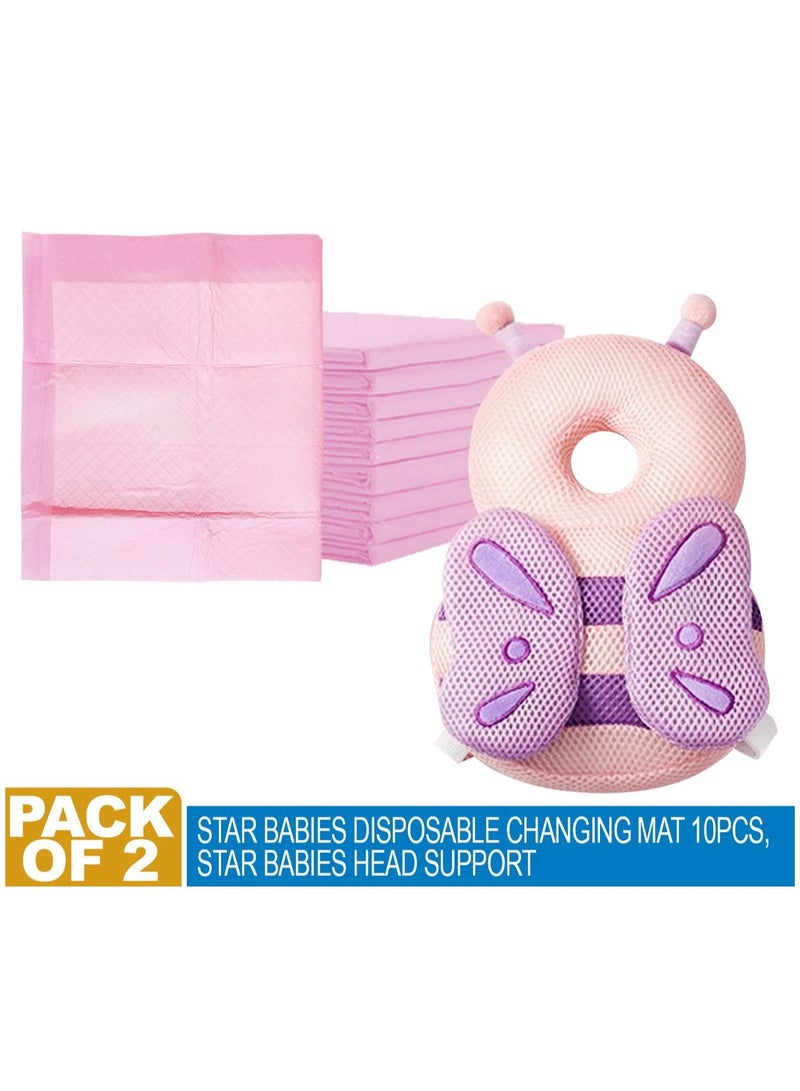 STAR BABiES Pack of 2 (10pcs Disposable Changing Mats + Baby Head Support) - Image 1
