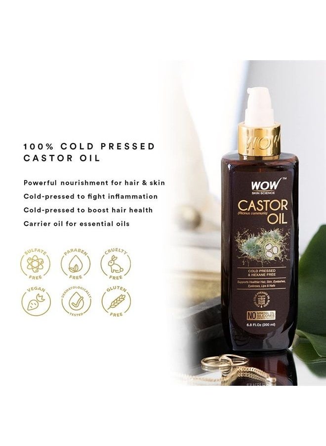WOW Skin Science - Castor Oil, Cold Pressed For Hair, Nails, Eyebrow, and Eyelash Growth For Women and Men, Intense Moisturizer For Dry Hair & Skin, Rapid Eyelashes Boost, 100% Pure Castor Oil, Hexane F - Image 1