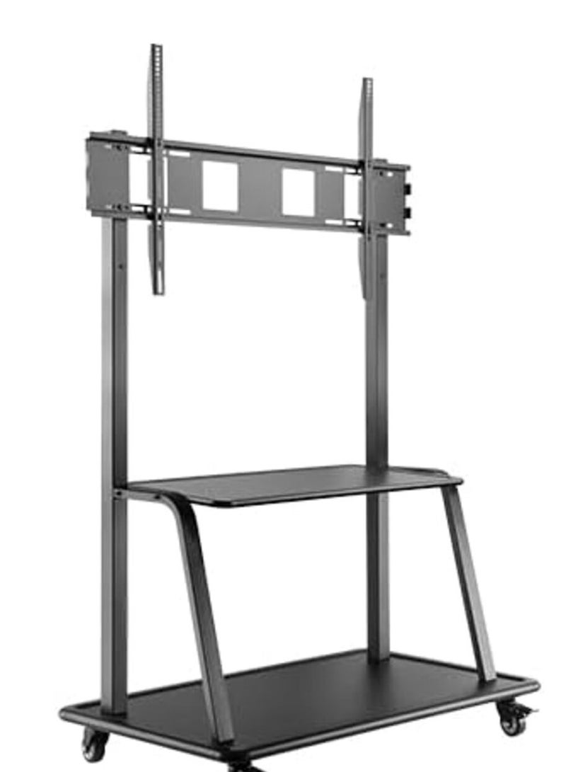 نيوستار حامل تلفزيون متنقل من NEWSTAR، حامل تلفزيون متنقل عالمي مزود بأرفف، حامل تلفزيون متحرك لشاشة LED LCD OLED المسطحة، شاشات تلفزيون البلازما، من 55 إلى 105 بوصة، أقصى وزن للحمل 150 كجم - Image 1