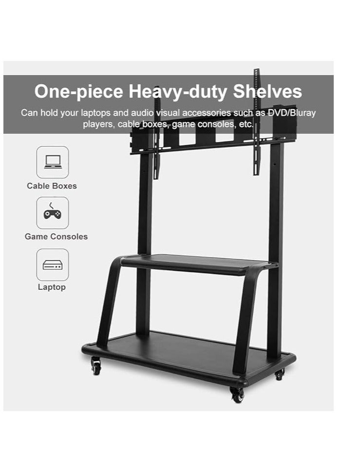 نيوستار حامل تلفزيون متنقل من NEWSTAR، حامل تلفزيون متنقل عالمي مزود بأرفف، حامل تلفزيون متحرك لشاشة LED LCD OLED المسطحة، شاشات تلفزيون البلازما، من 55 إلى 105 بوصة، أقصى وزن للحمل 150 كجم - Image 3