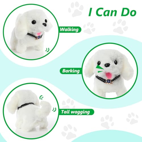 WorWoder Electronic Interactive Plush Puppy Battery Operated Mechanical Walking Little Pet Dog with a Cute Bag Barking Tail Wagging Stretching Companion Animal for Toddlers Kids - Image 5