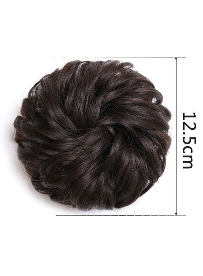 HAWAWA Messy Hair Bun, Synthetic Hair Extensions Curly Wavy Ponytail Hairpieces Hair Scrunchies with Elastic Rubber Band for Women Girls Updo Donut Brown Black - Image 2