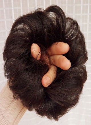 Messy Hair Bun, Synthetic Hair Extensions Curly Wavy Ponytail Hairpieces Hair Scrunchies with Elastic Rubber Band for Women Girls Updo Donut Brown Black - view 4