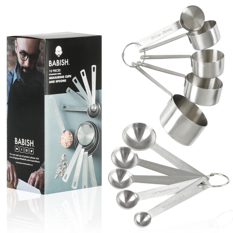 Babish 10Piece Stainless Steel Measuring Cups  Spoon Set