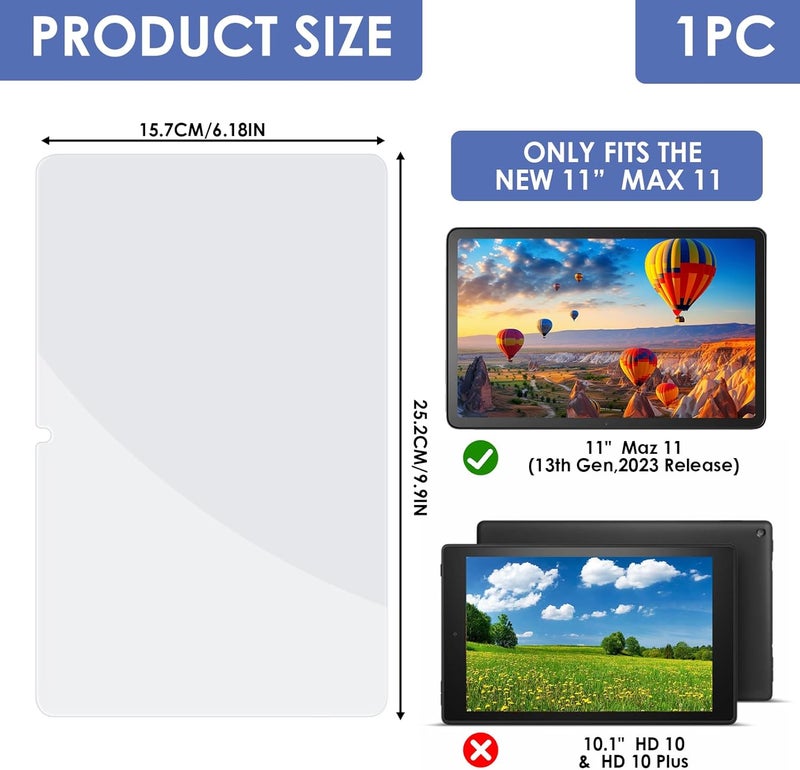 NGUIT Tempered Glass Screen Protector for Max 11" Tablets (2023 / 13th Generation) for Max 11 Inch Tablet Screen Protector with 9H HD Clarity Scratch-Resistant Anti-Glare Anti-fingerprint Case-Friendly - Image 2