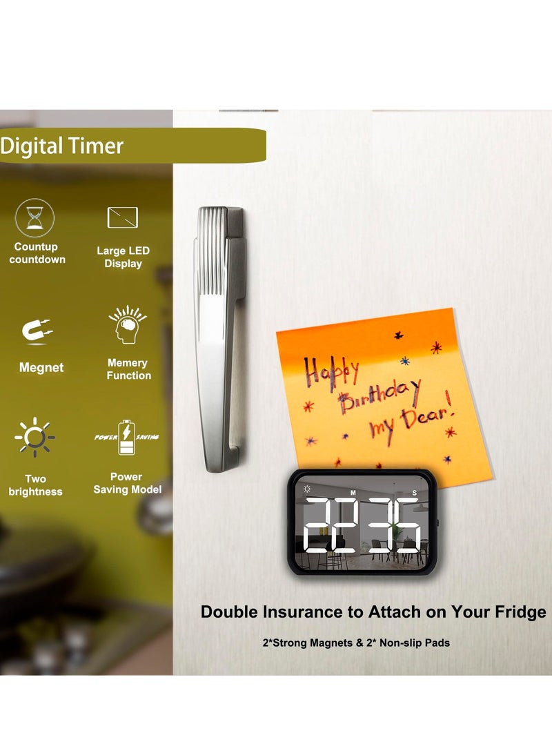 Zikra 4-inch Timers for Kids, Large Magnetic Digital Kitchen timers with Constant Bright Function for Classroom, Silent Timer for Classroom, Kitchen (Black) - Image 2