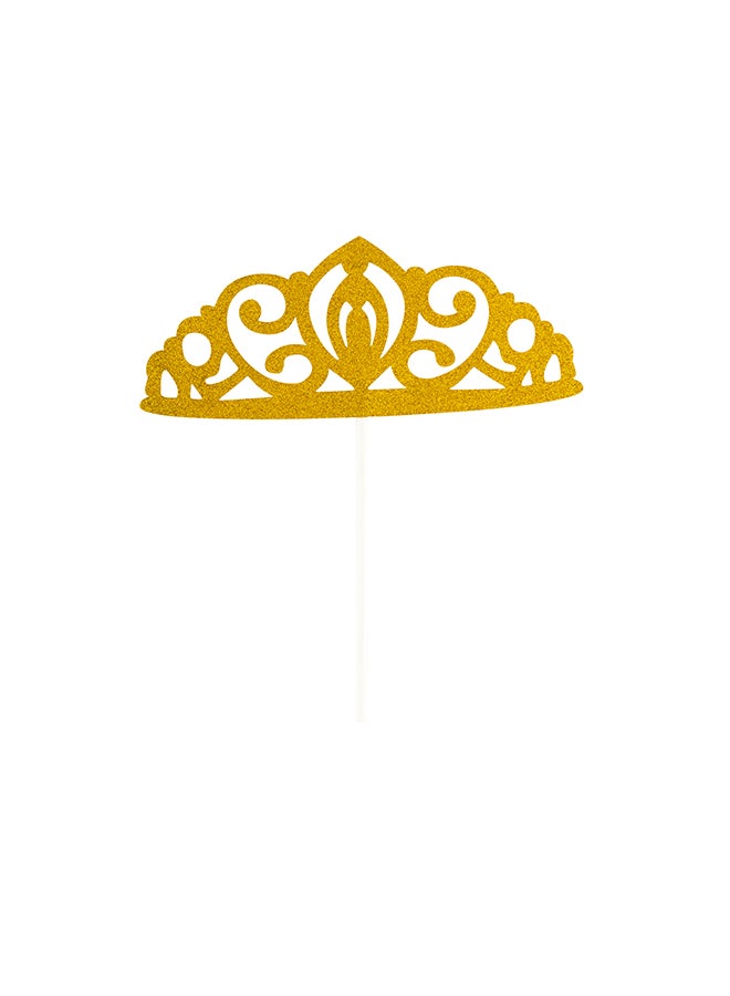Restaurantware Restaurantware-Top Cake 8 x 3.8 Inch Cake Toppers, 100 Tiara Cake Toppers - Glitter Details, Birthdays, Gold Paper Party Cake Toppers, Baby Showers, Weddings, Baby Showers And More - Image 1