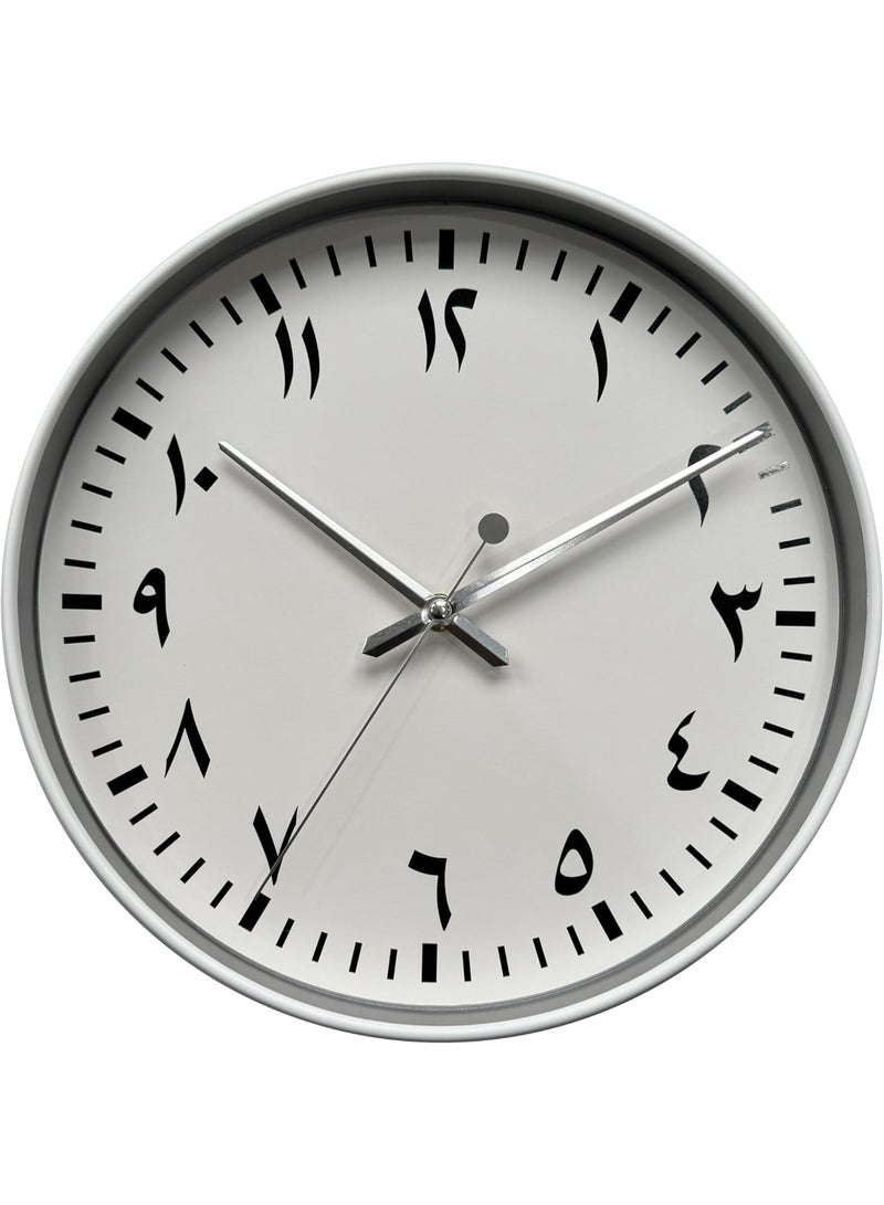 Orchid Arabic Numbers Wall Clock 30cm, Silent Non-Ticking Round Wall Clock with Clear Arabic Numerals, Quartz Movement, Home & Office Wall Décor Clock, Battery Operated Wall Clock for Bedroom (White) - Image 1