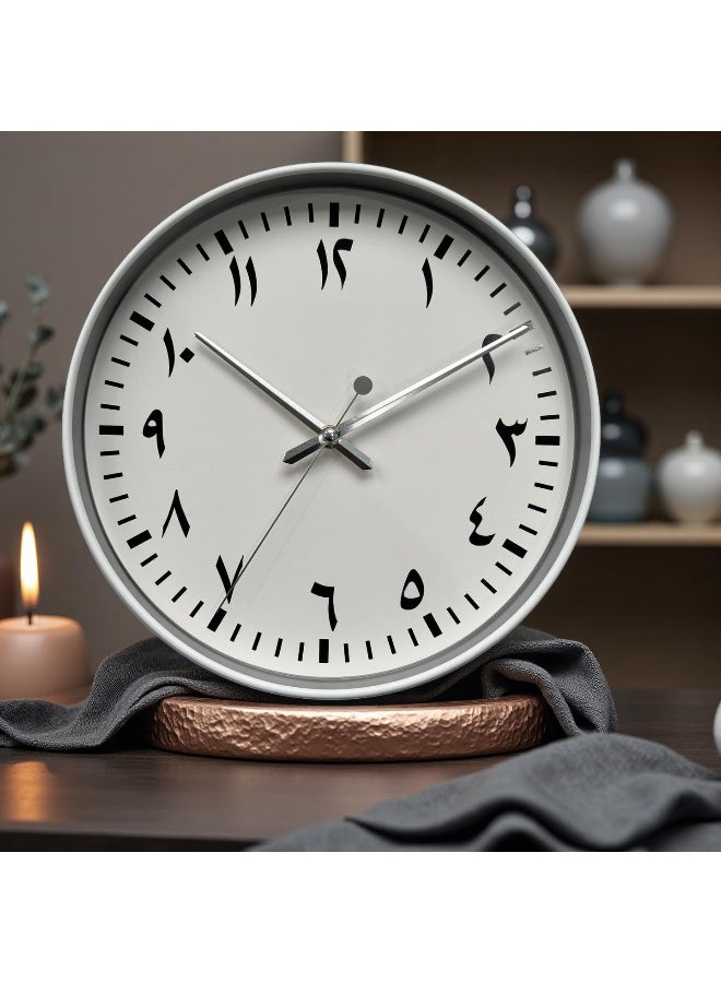Orchid Arabic Numbers Wall Clock 30cm, Silent Non-Ticking Round Wall Clock with Clear Arabic Numerals, Quartz Movement, Home & Office Wall Décor Clock, Battery Operated Wall Clock for Bedroom (White) - Image 2