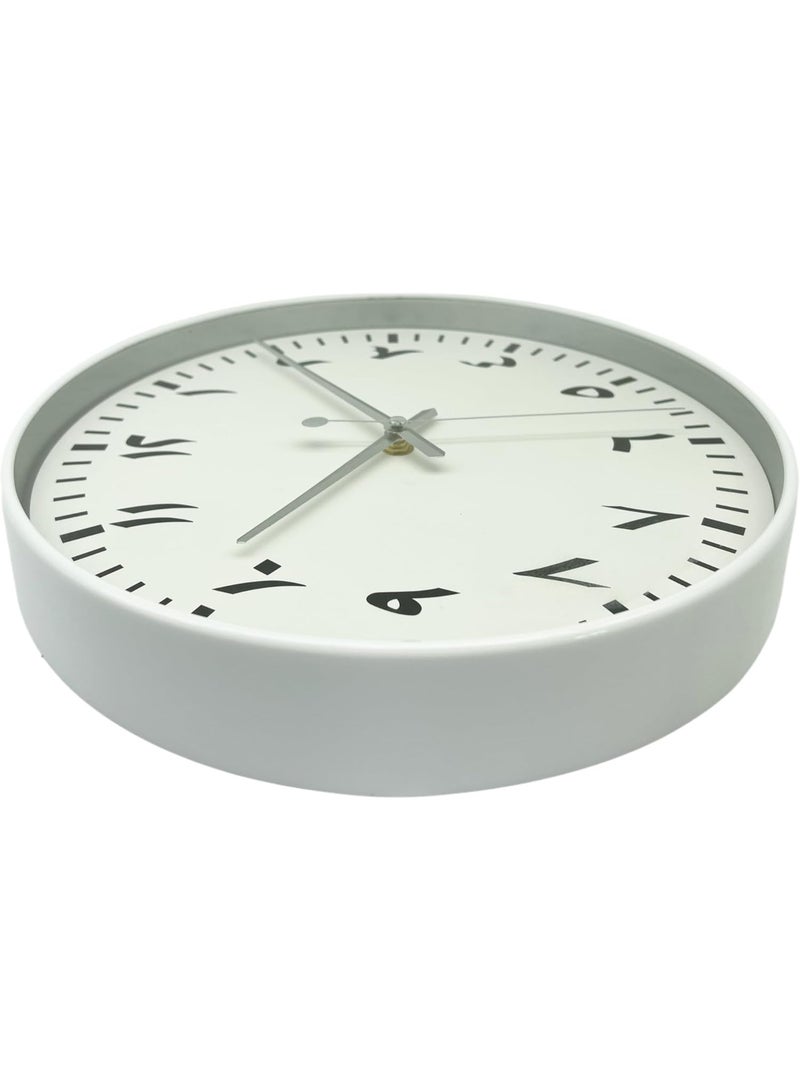 Orchid Arabic Numbers Wall Clock 30cm, Silent Non-Ticking Round Wall Clock with Clear Arabic Numerals, Quartz Movement, Home & Office Wall Décor Clock, Battery Operated Wall Clock for Bedroom (White) - Image 3