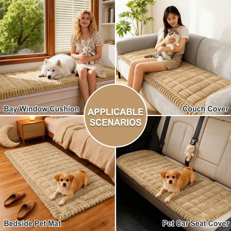 hyha Couch Covers for Dogs Washable, Non Slip Plush Dog Sofa Protectors, Fuzzy Pet Couch Covers for 3 Cushion Sofa Pet Friendly (Camel, 27.6" x 70.9") - Image 4