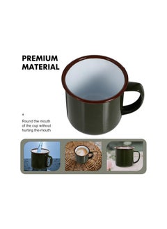 Enamelware Coffee Mug Enamel Camping Mug Vintage Iron Metal Water Cup Retro Wine Cup Drinking Tumbler for Tea Milk Juice Beverage Whiskey Christmas Gifts Green