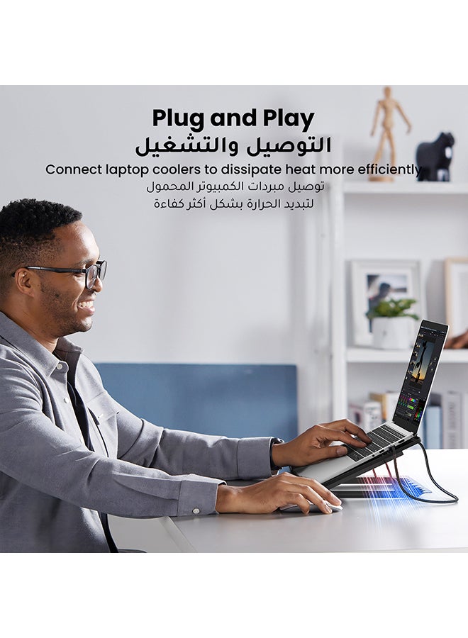 يو جرين كابل USB 3.0 A إلى كابل USB إلى كابل USB Type A ذكر إلى ذكر كابل USB 3.0 سلك مضفر من النايلون متوافق مع حاويات محرك الأقراص الصلبة لنقل البيانات والطابعات وأجهزة المودم والكاميرات (0.5m) - Image 5