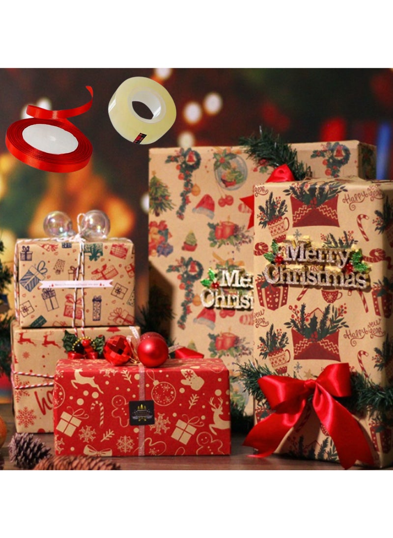 Christmas Wrapping Paper Set 6 Sheets of Brown Kraft Paper with 10 Meter Ribbon and Transparent Tape - pzsku/ZDBFEEF082635FA8531D2Z/45/_/1733164599/6682c490-c3d0-4f5f-8336-d804a6ebe077