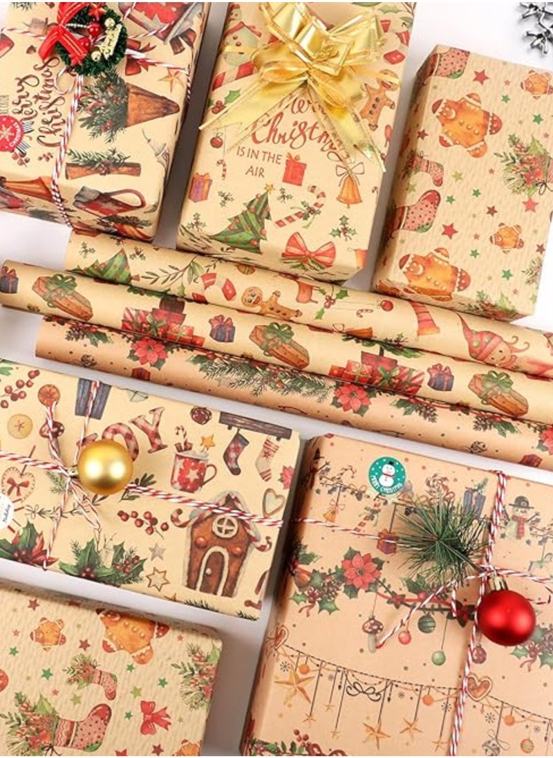 Christmas Wrapping Paper Set 6 Sheets of Brown Kraft Paper with 10 Meter Ribbon and Transparent Tape - pzsku/ZDBFEEF082635FA8531D2Z/45/_/1733164620/4de85d94-5573-4432-83dd-69190d75bf12