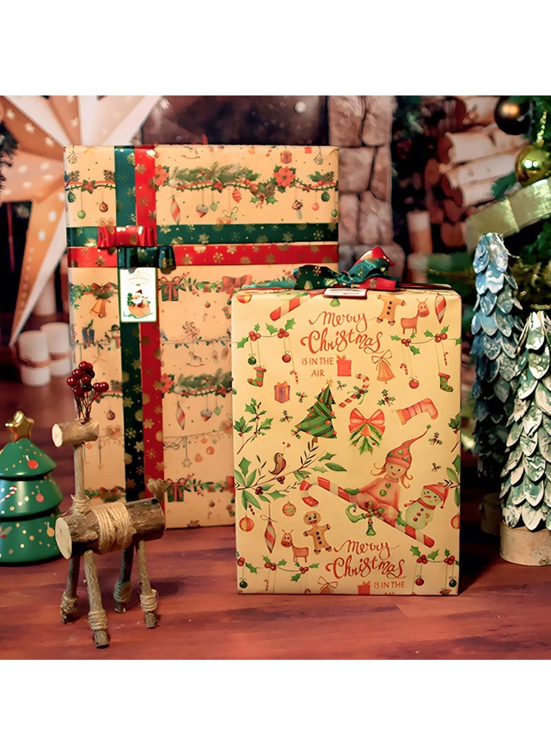 Christmas Wrapping Paper Set 6 Sheets of Brown Kraft Paper with 10 Meter Ribbon and Transparent Tape - pzsku/ZDBFEEF082635FA8531D2Z/45/_/1733164639/fb85ec4f-3707-44c7-9d26-874b7e61946f