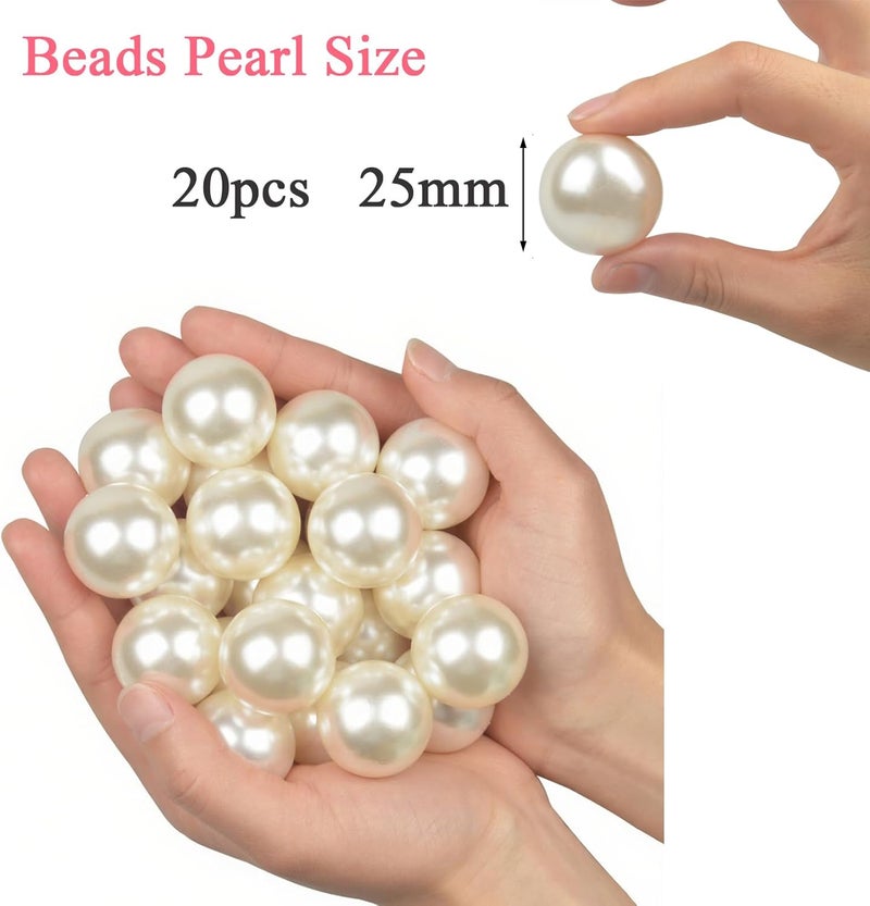 YIXUAN High Gloss Beads, 20 Pieces 25 mm Faux Pearls without Hole, Artificial Pearls without Drilling for Vase Fillers, DIY Crafts, Table Decoration, Wedding Decoration, Home Accessories - Image 2