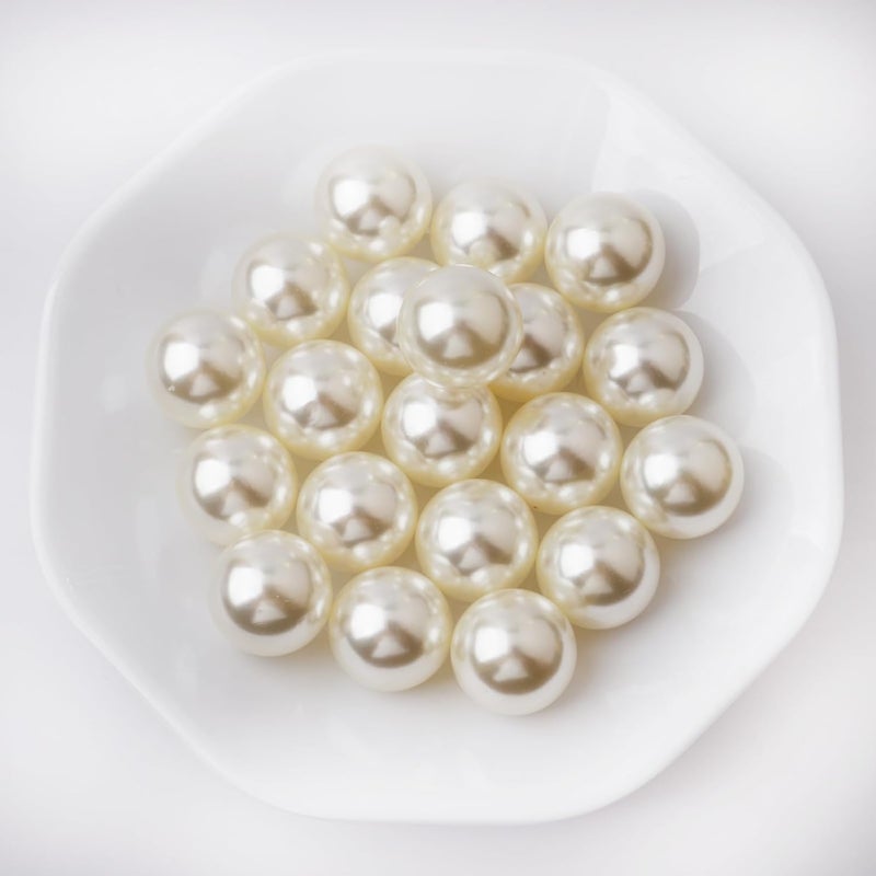 YIXUAN High Gloss Beads, 20 Pieces 25 mm Faux Pearls without Hole, Artificial Pearls without Drilling for Vase Fillers, DIY Crafts, Table Decoration, Wedding Decoration, Home Accessories - Image 1