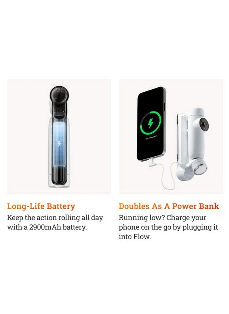 Insta360 - Insta360 Flow Al-Powered Smartphone Gimbal Stabilizer with 3-Axis Stabilization Deep Track 3.0 1-Step Rapid Deploy Built-In Selfie Stick & Tripod Smart Wheel Control - White - Image 1