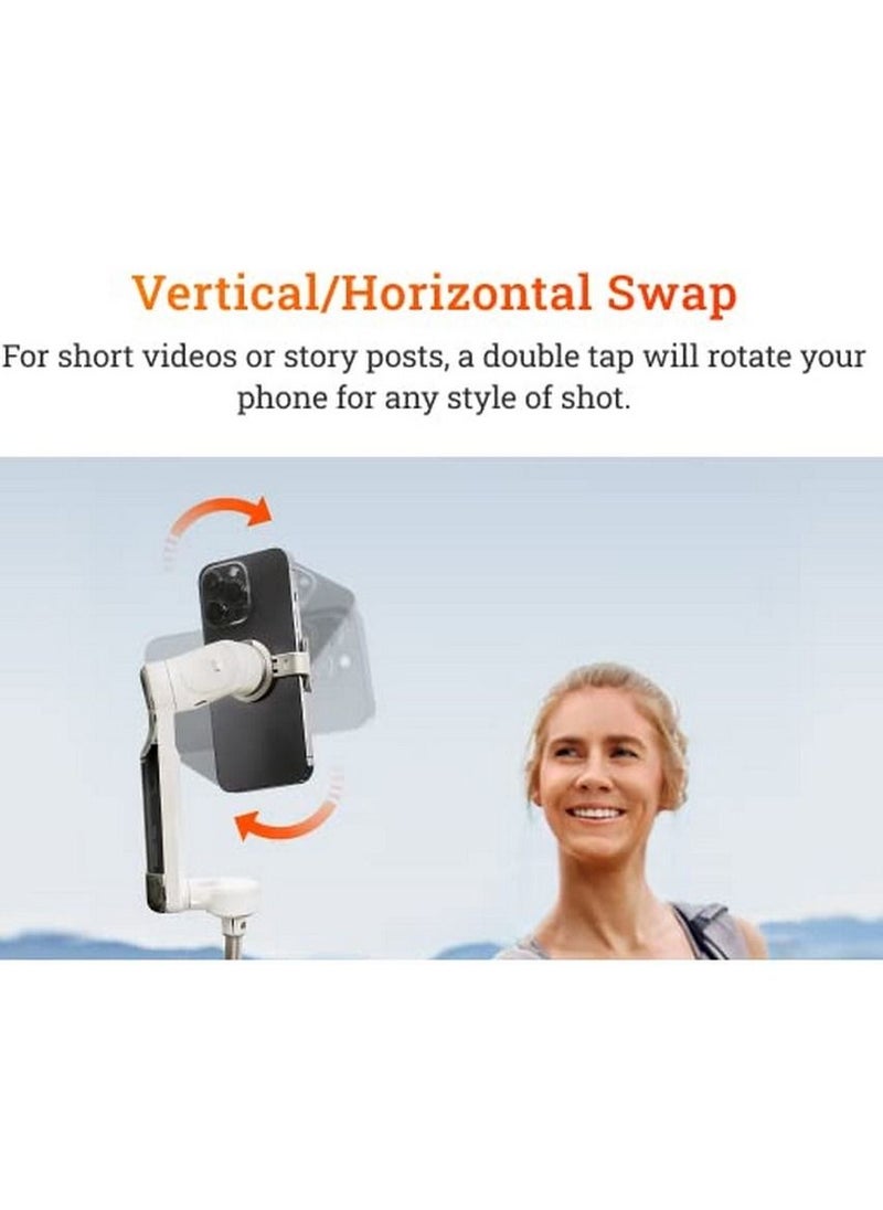 Insta360 - Insta360 Flow Al-Powered Smartphone Gimbal Stabilizer with 3-Axis Stabilization Deep Track 3.0 1-Step Rapid Deploy Built-In Selfie Stick & Tripod Smart Wheel Control - White - Image 1