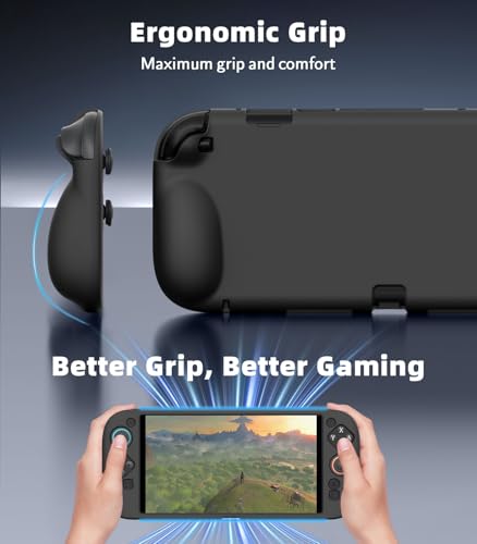 Moko Silicone Protective Case for Nintendo Switch 2 (2025) - Soft Flexible Skin Cover | Ergonomic Grip, Shock-Absorption & Anti-Scratch, Black (Non-Dockable) - Image 3