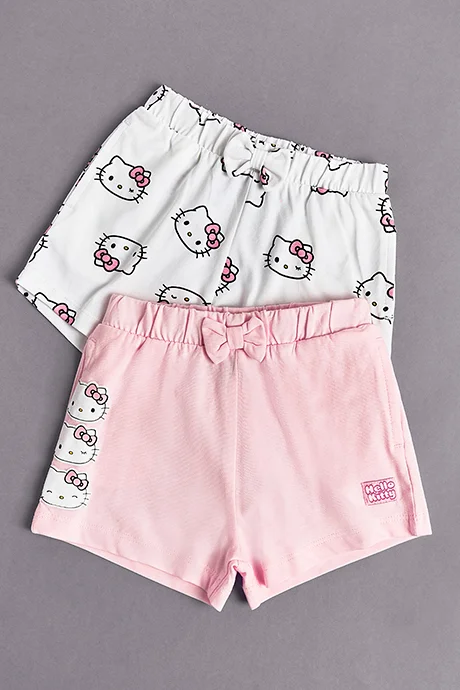 أر أند بي 2 Pack Hello Kitty Printed Shorts with Elastic Waist