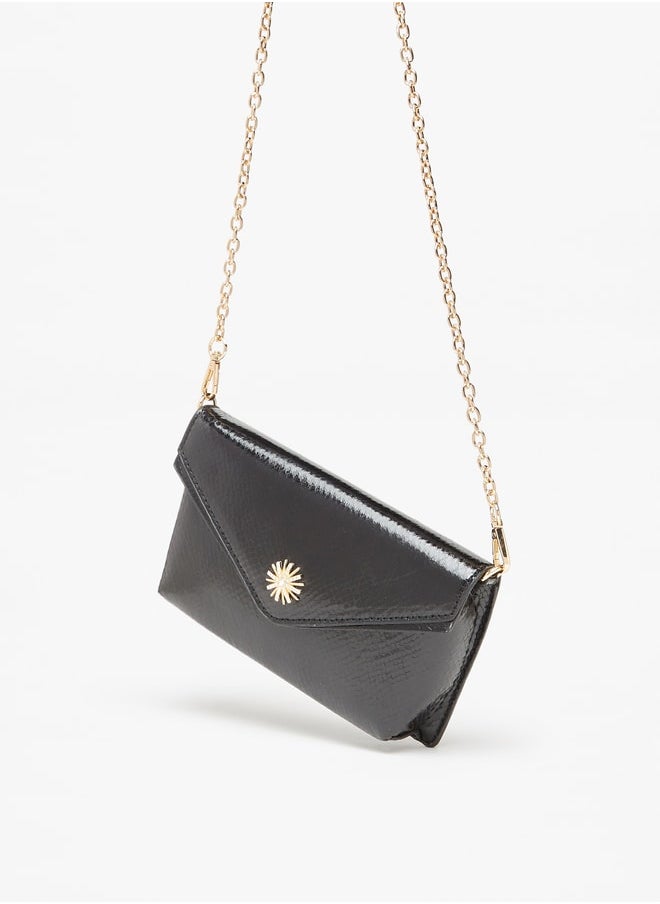 Flora Bella By Shoexpress Textured Crossbody Bag with Detachable Chain Strap  - Image 2