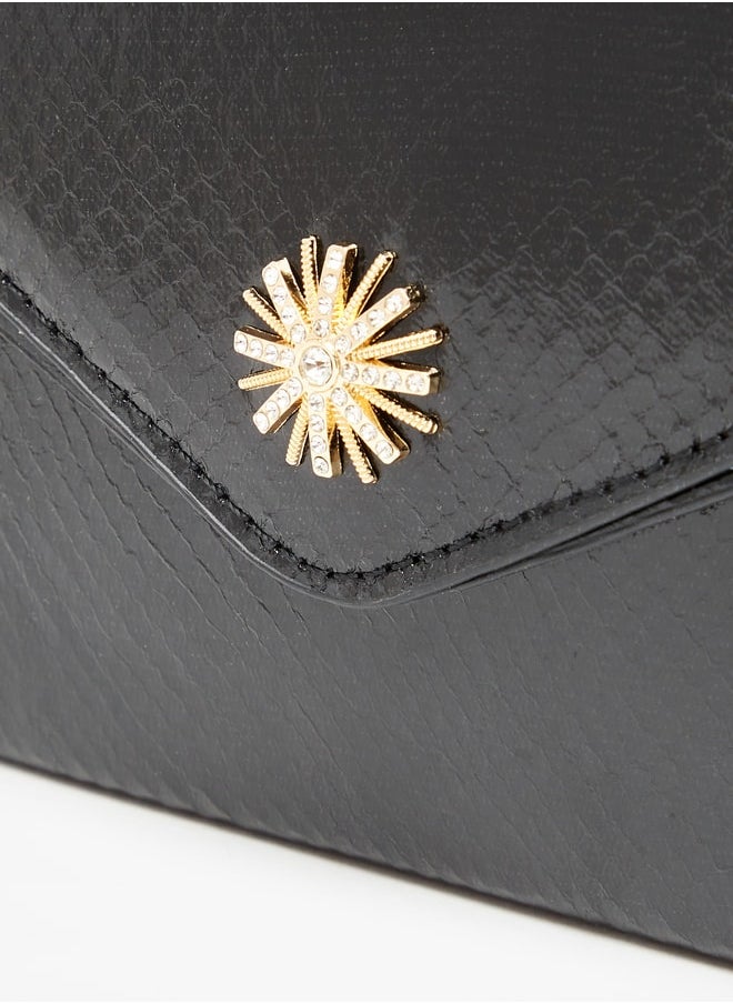 Flora Bella By Shoexpress Textured Crossbody Bag with Detachable Chain Strap  - Image 3