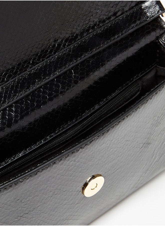 Flora Bella By Shoexpress Textured Crossbody Bag with Detachable Chain Strap  - Image 4