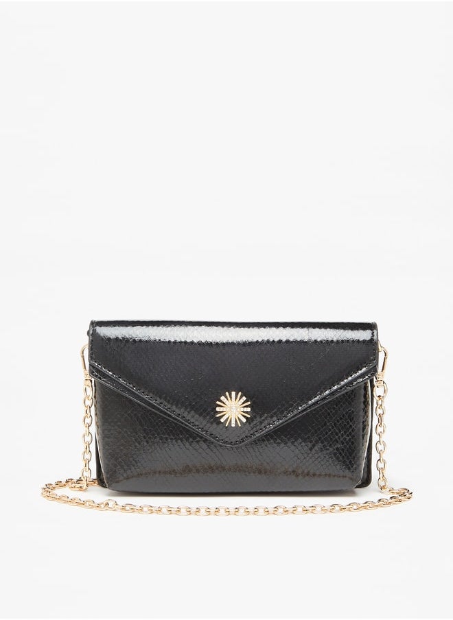 Flora Bella By Shoexpress Textured Crossbody Bag with Detachable Chain Strap  - Image 1