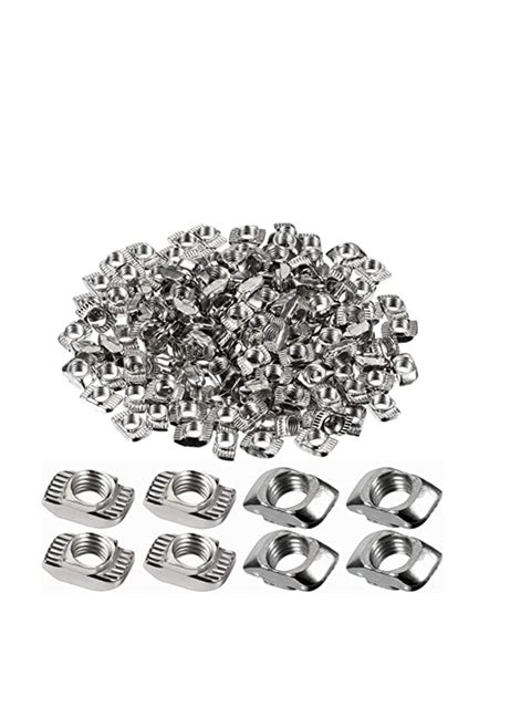 T Nuts T-Slot Nut Hammer Head Fastener Nickel-Plated Carbon Steel Sliding T Nuts for Aluminum Profile, 100pcs M5 Half Round Roll in T-Nut Sturdy and Durable, Convenient for Your Storage and Use