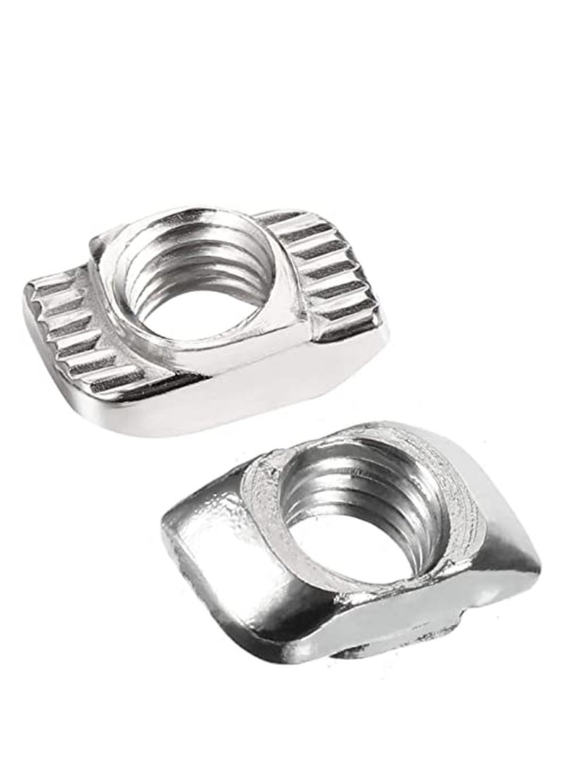 SYOSI - T Nuts T-Slot Nut Hammer Head Fastener Nickel-Plated Carbon Steel Sliding T Nuts for Aluminum Profile, 100pcs M5 Half Round Roll in T-Nut Sturdy and Durable, Convenient for Your Storage and Use - Image 1