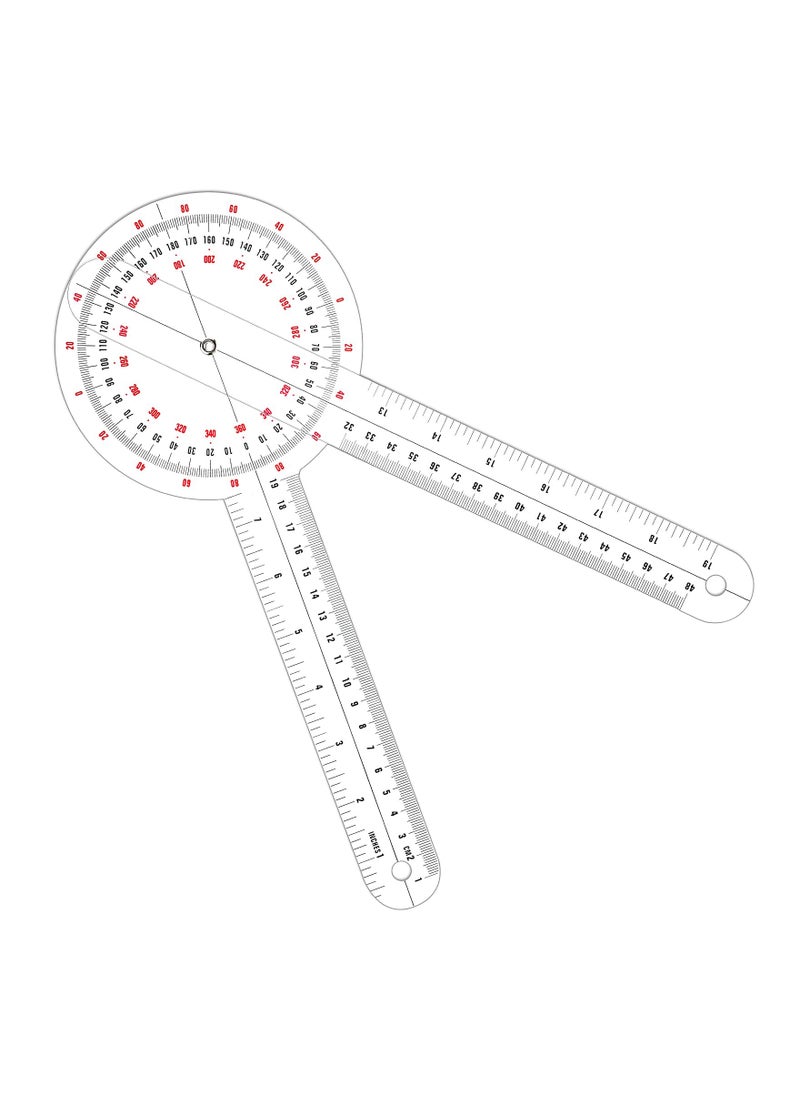 SYOSI Transparent Goniometer, 12 Inch Orthopedic Angle Ruler Plastic Goniometer 360 Degree for Body Measuring Tape Goniometer Protractor Ruler  - Image 1